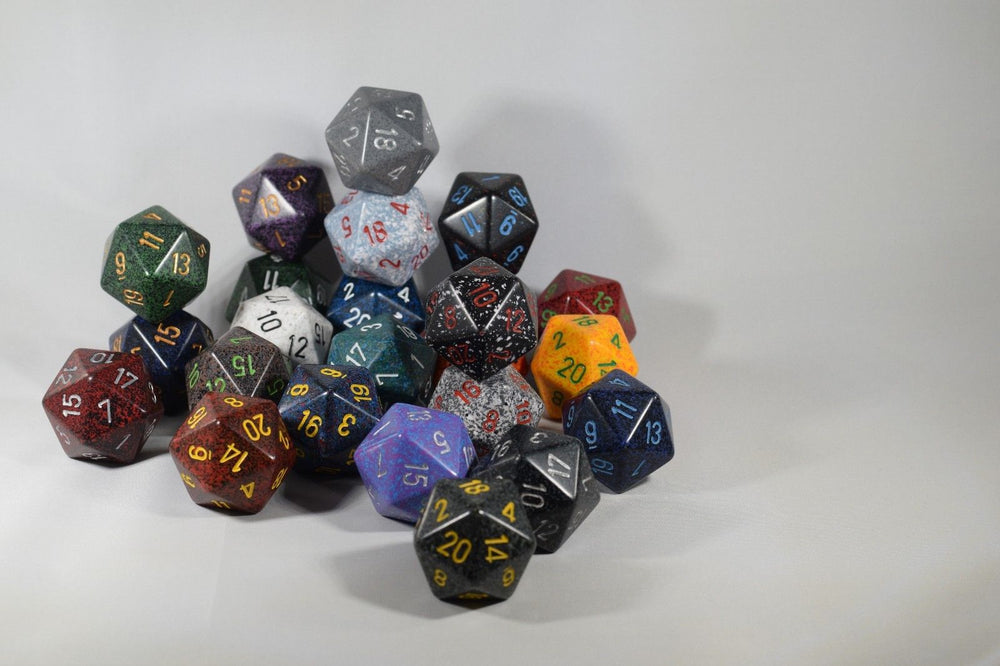 24x Speckled 34mm Chessex D20 Dice Complete Set with Case Large Size Collection (Online Only)