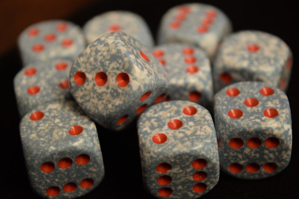 Air Speckled Grey & White w/Red Pips Chessex | White/Grey/Red (sold per die) (Online Only)