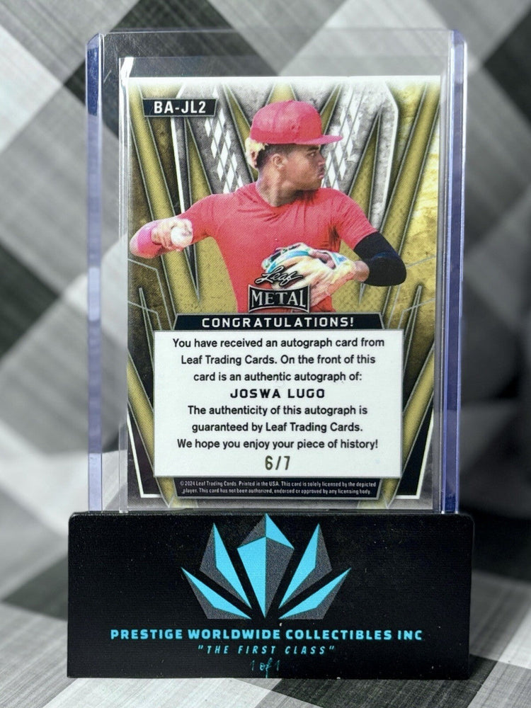 Joswa Lugo 2024 Leaf Metal Blue Prizmatic Rookie Auto /7 #BA-JL2 LA Angels RC (ONLINE ORDER ONLY)