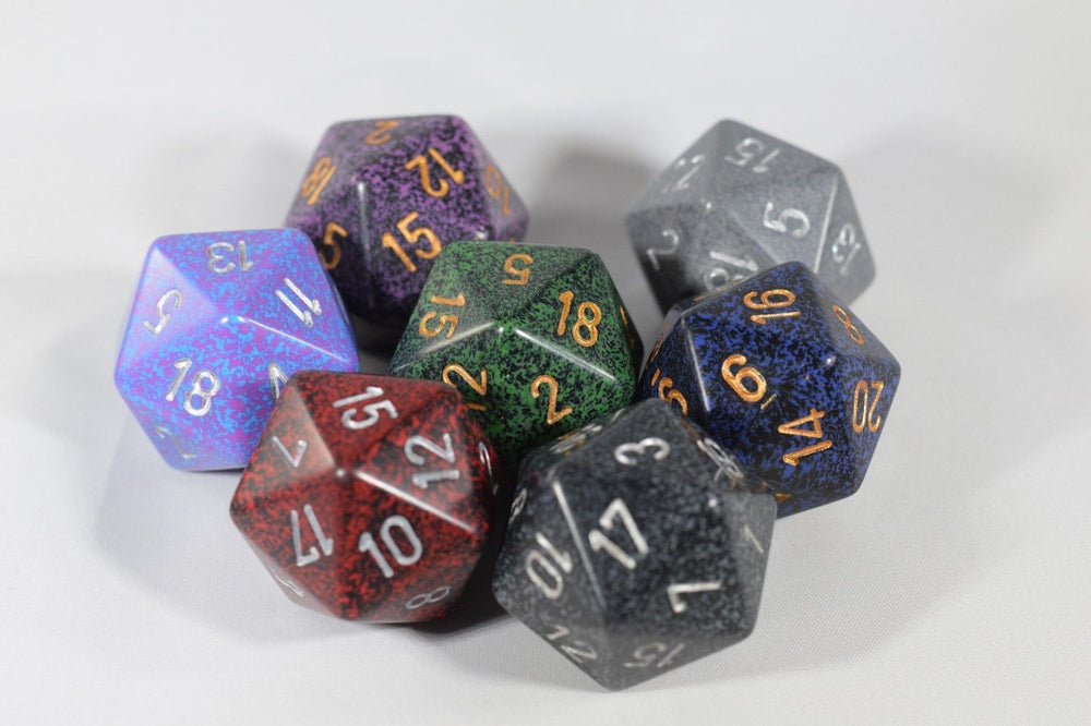 24x Speckled 34mm Chessex D20 Dice Complete Set with Case Large Size Collection (Online Only)