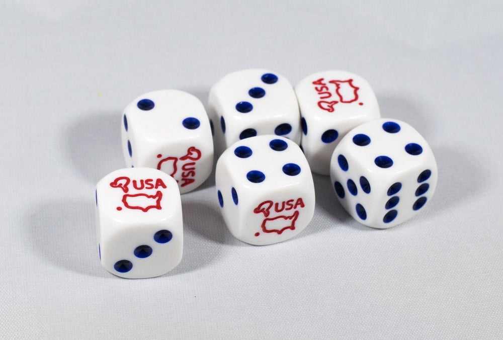 New (6) United States of America Dice Patriotic Bunco Gaming 16mm D6 Yahtzee (Online Only)