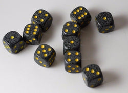 Urban Camo Speckled 16mm D6 Pipped | Sold Per Die (Black/Grey/Yellow)