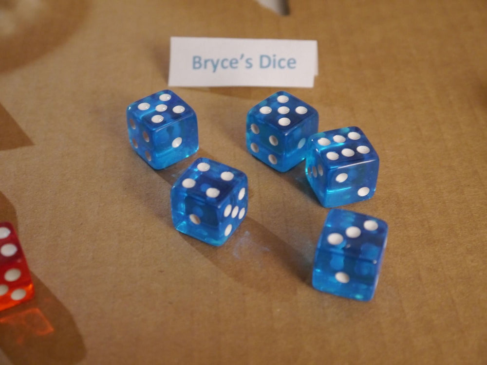 NEW 5 Transparent Blue White Pip RPG Bunco Gaming Dice Set 16mm D6 Home Casino (Online Only)