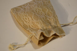 Burlap w/ Ivory Lace Gift Bag Cards RPG Game Dice Bag Counter Pouch 5" x 6.5" (Online Only)