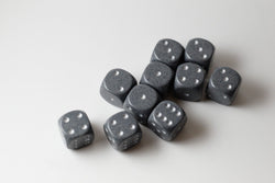 Hi-Tech Speckled 16mm D6 Pipped | Grey/Silver (sold per piece) (Online Only)