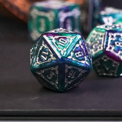 Two-Tone (Purple/Green) Huge Castle Dice (D6:25mm) 7-Dice (Online Only)