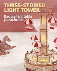 3D Wooden Parachute Tower Music Box Puzzle. (ONLINE ORDER ONLY)