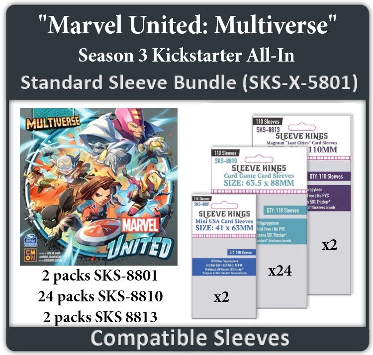 "Marvel United: Multiverse" Season 3 Kickstarter All In Compatible Card Sleeve Bundle (8801 x 2, 8810 x 24, 8813 x 2) (ONLINE ORDER ONLY)