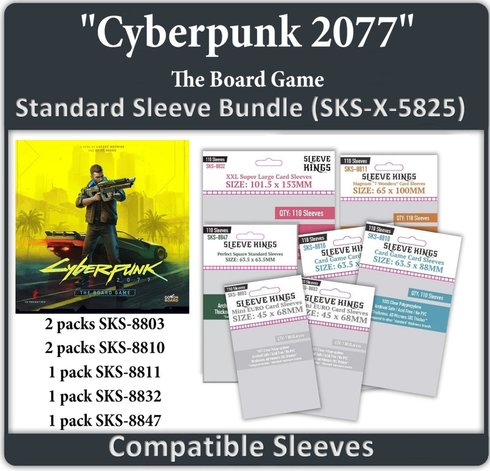 Cyberpunk 2077- The Board Game Compatible Card Sleeve Bundle (8803 x 2, 8810 x 2, 8811 x 1, 8832 x1, 8847x 1) (ONLINE ORDER ONLY)