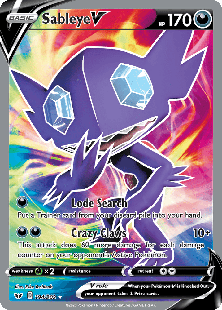 Sableye V (194/202) [Sword & Shield: Base Set] (Online Only)