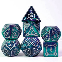 Two-Tone (Purple/Green) Huge Castle Dice (D6:25mm) 7-Dice (Online Only)