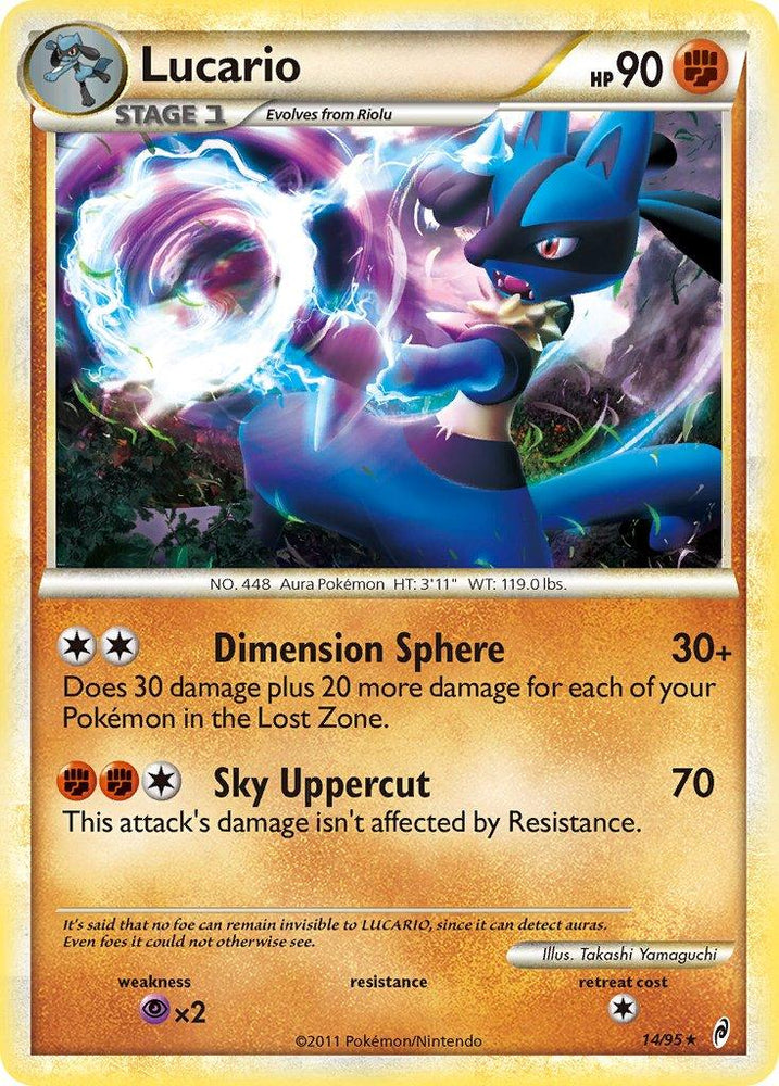 Lucario (14/95) (Cracked Ice Holo) (Theme Deck Exclusive) [HeartGold & SoulSilver: Call of Legends] (Online Only)