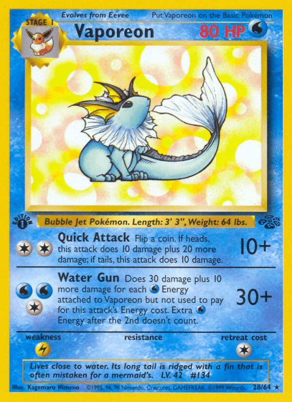 Vaporeon (28/64) [Jungle 1st Edition] (Online Only)