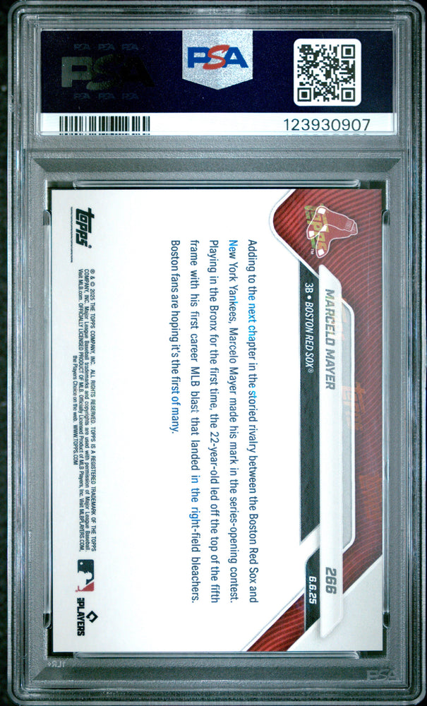 Graded 2025 Topps Now Marcelo Mayer #266 Orange Foil /25 Rookie RC Baseball Card PSA 10 Gem Mint (ONLINE ORDER ONLY)