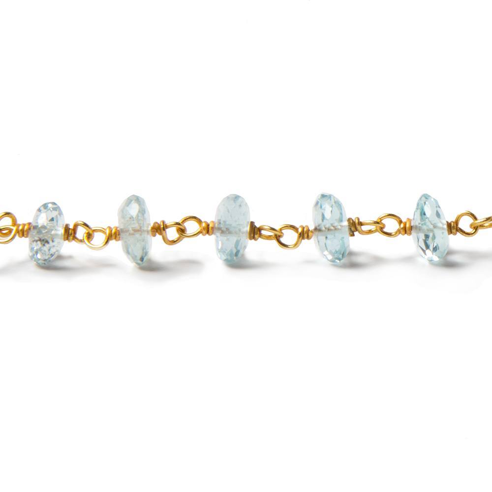 5mm Aquamarine faceted rondelle Vermeil Chain by the foot 40 pcs (ONLINE ORDER ONLY)