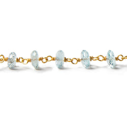 5mm Aquamarine faceted rondelle Vermeil Chain by the foot 40 pcs (ONLINE ORDER ONLY)