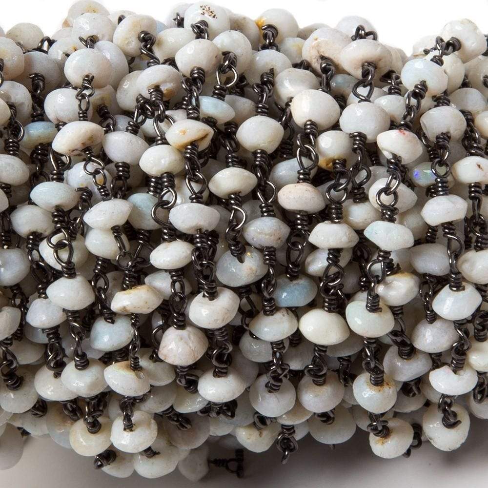 5mm Australian Opal plain rondelle Black Gold plated Chain by the foot 37 pcs (ONLINE ORDER ONLY)