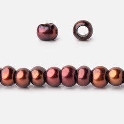 5mm Bing Cherry Red 2.5mm Large Hole Off Round Pearls 15 inch 122 Beads