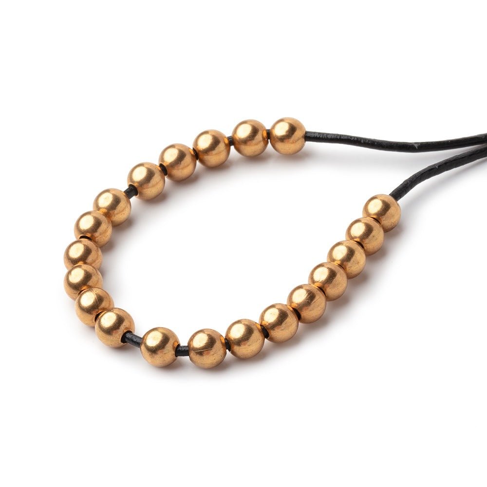 5mm Brass Plain Large Hole Rounds Set of 20 beads (ONLINE ORDER ONLY)