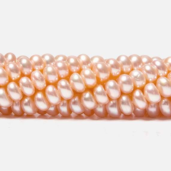 5mm Coral Cream Center Drilled Button Freshwater Pearls 15.5 inch 114 pieces (ONLINE ORDER ONLY)