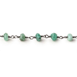 5mm Emerald Faceted Rondelles on Black Gold .925 Chain by the Foot (ONLINE ORDER ONLY)