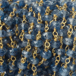 5mm Kyanite Faceted Rondelle on Vermeil Chain by the foot 40 pieces (ONLINE ORDER ONLY)