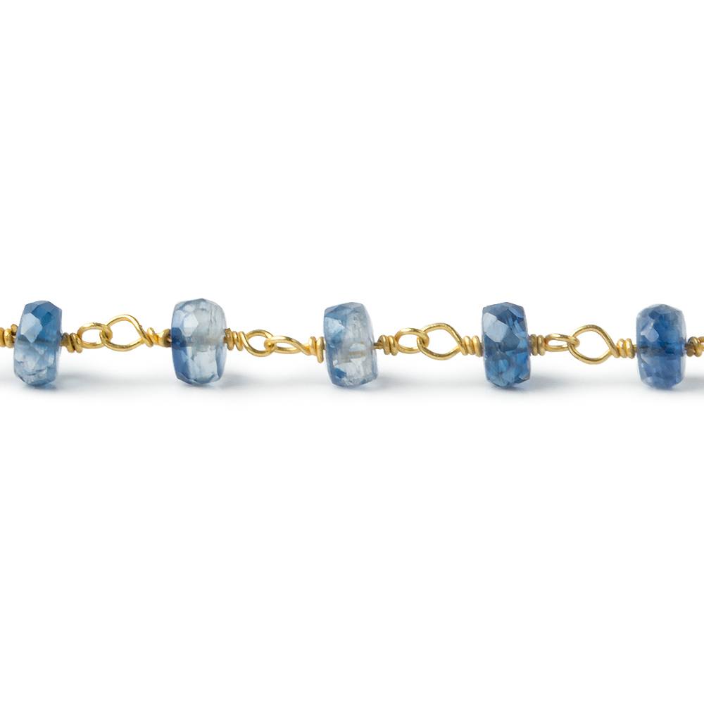 5mm Kyanite Faceted Rondelle on Vermeil Chain by the foot 40 pieces (ONLINE ORDER ONLY)