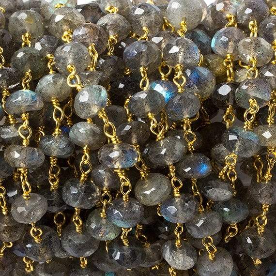 5mm Labradorite faceted rondelle Vermeil Chain by the foot 34 pieces (ONLINE ORDER ONLY)
