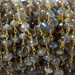 5mm Labradorite faceted rondelle Vermeil Chain by the foot 34 pieces (ONLINE ORDER ONLY)