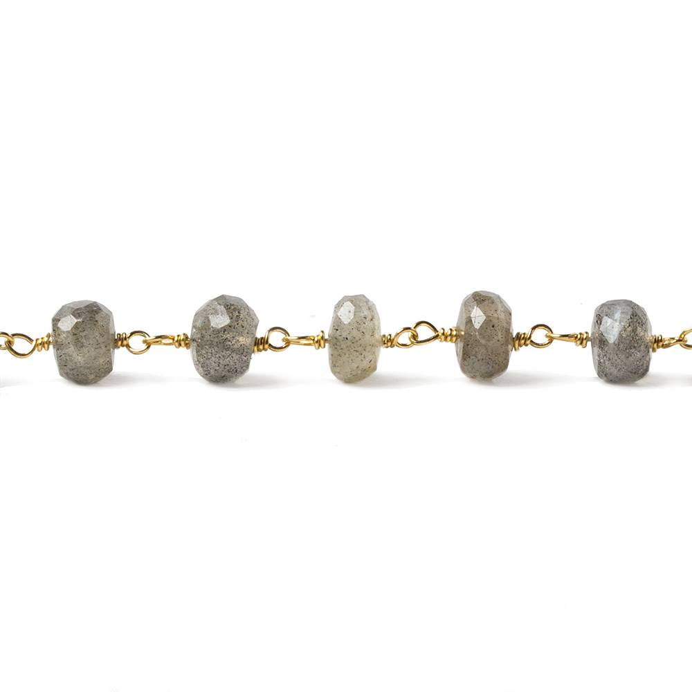 5mm Labradorite faceted rondelle Vermeil Chain by the foot 34 pieces (ONLINE ORDER ONLY)