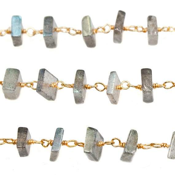 5mm Labradorite Plain Heshi on Vermeil Chain by the foot (ONLINE ORDER ONLY)