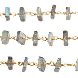 5mm Labradorite Plain Heshi on Vermeil Chain by the foot (ONLINE ORDER ONLY)