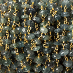 5mm Moss Aquamarine faceted rondelle Vermeil Chain by the foot 37 beads (ONLINE ORDER ONLY)