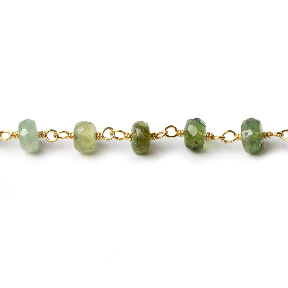 5mm Moss Aquamarine faceted rondelle Vermeil Chain by the foot 37 beads (ONLINE ORDER ONLY)