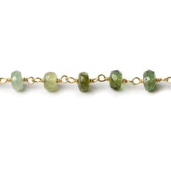 5mm Moss Aquamarine faceted rondelle Vermeil Chain by the foot 37 beads (ONLINE ORDER ONLY)
