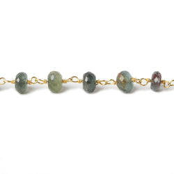 5mm Moss Aquamarine faceted rondelle Vermeil Chain by the foot 37 beads (ONLINE ORDER ONLY)