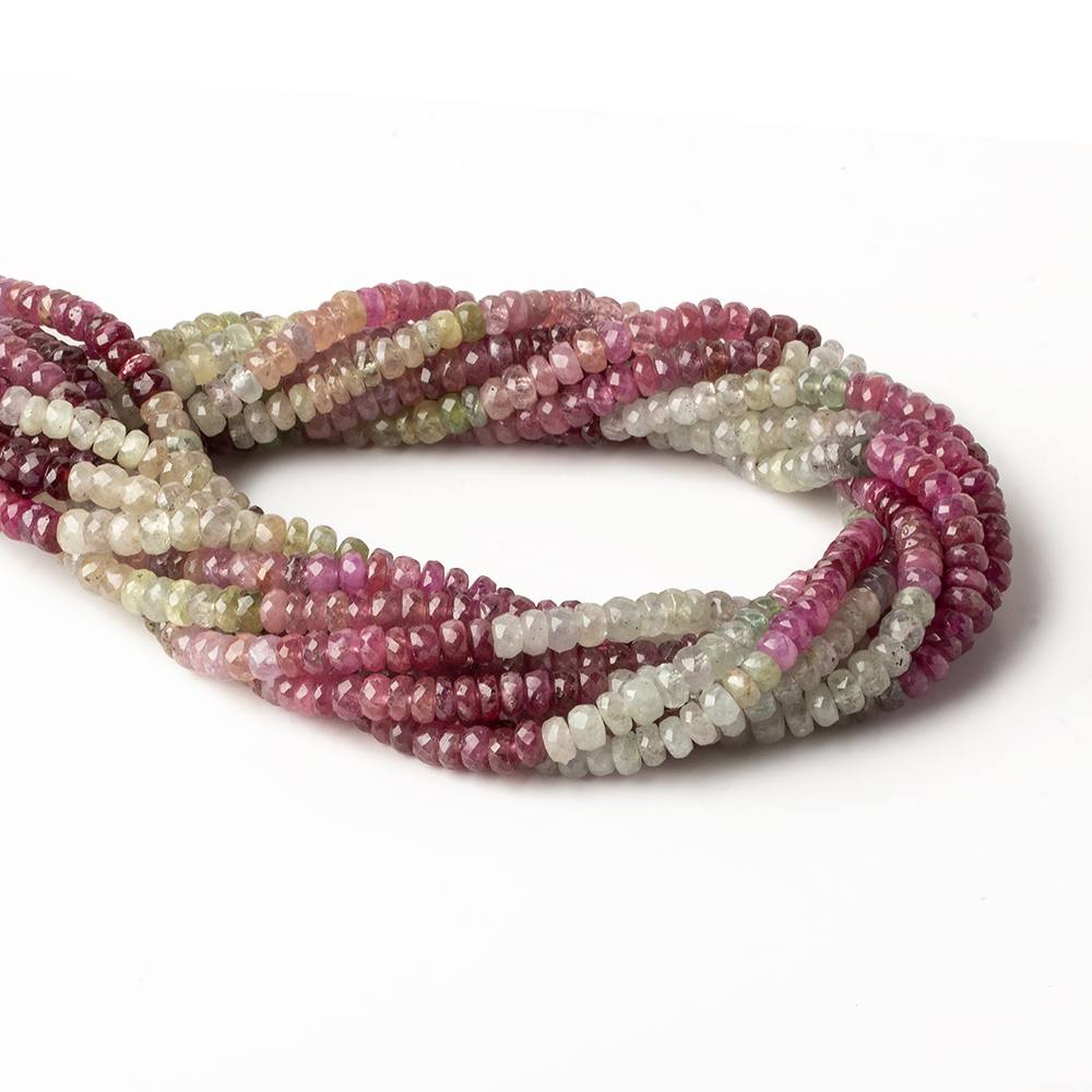 5mm Multi Color Umba Sapphire faceted rondelles 16 inch 135 beads AA (ONLINE ORDER ONLY)