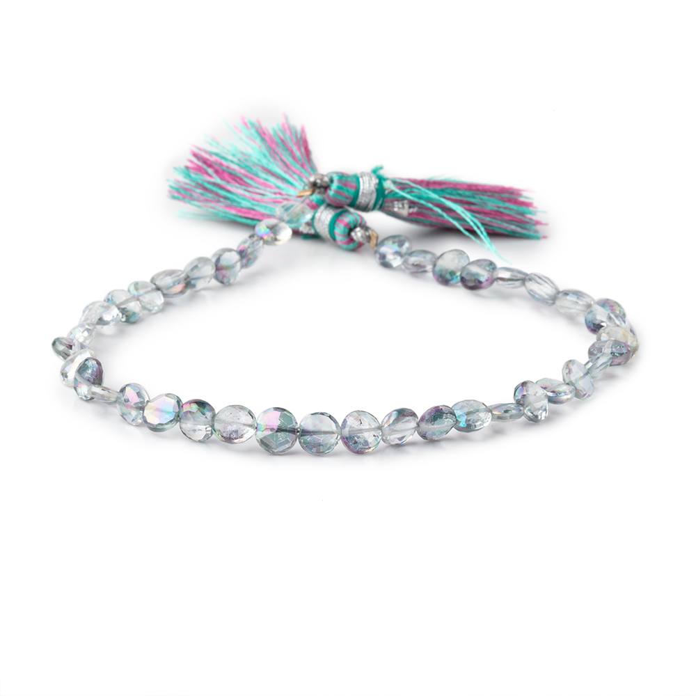 6mm Mystic Grey Topaz Faceted Coin Beads 8 inch 41 pieces (ONLINE ORDER ONLY)