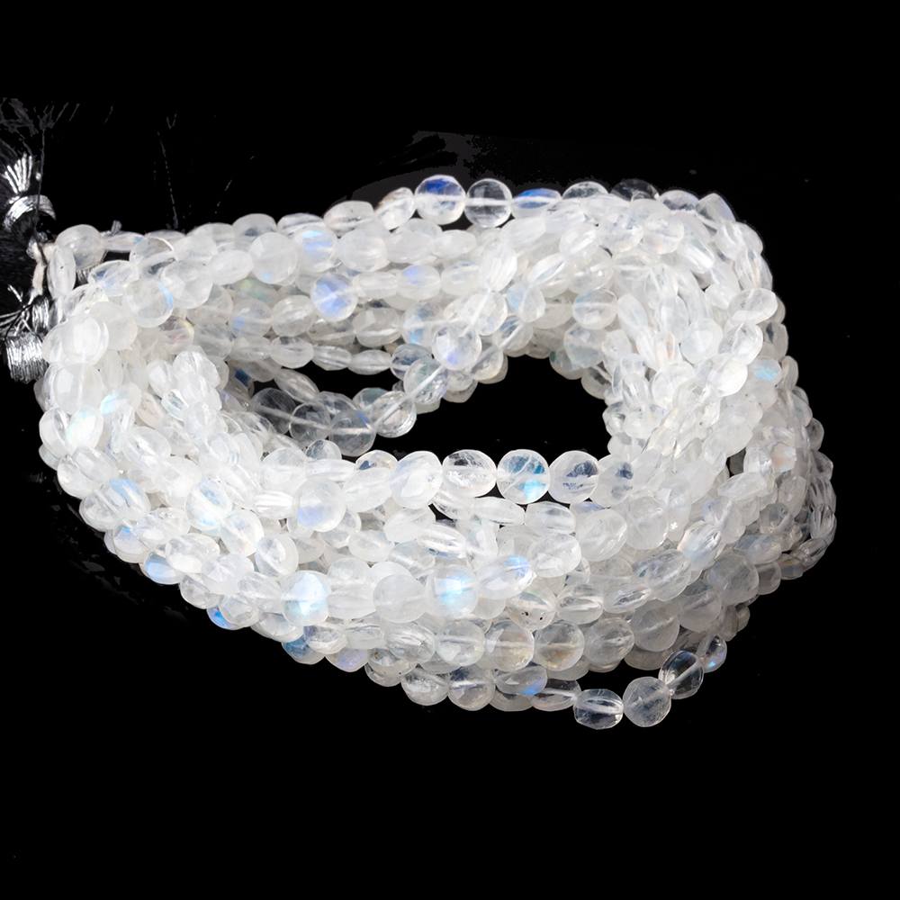 5mm Rainbow Moonstone Faceted Coin Beads 16 inch 80 pieces (ONLINE ORDER ONLY)
