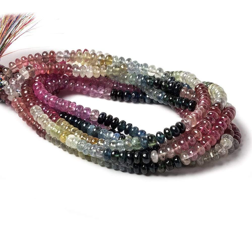 5mm Ruby & Multi Color Sapphire plain rondelles 18 inch 145 beads AA Grade (ONLINE ORDER ONLY)