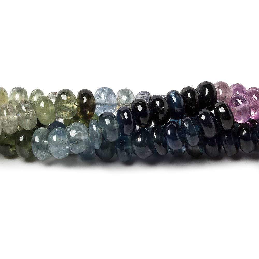 5mm Ruby & Multi Color Sapphire plain rondelles 18 inch 145 beads AA Grade (ONLINE ORDER ONLY)