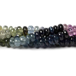 5mm Ruby & Multi Color Sapphire plain rondelles 18 inch 145 beads AA Grade (ONLINE ORDER ONLY)