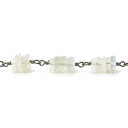 5mm White Moonstone square heishi Black Gold .925 Chain by the foot (ONLINE ORDER ONLY)