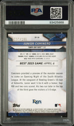 Graded 2023 Topps Bowmans Best Junior Caminero #TP18 Top Prospects Aqua Lava /199 Rookie RC Baseball Card PSA 10 Gem Mint