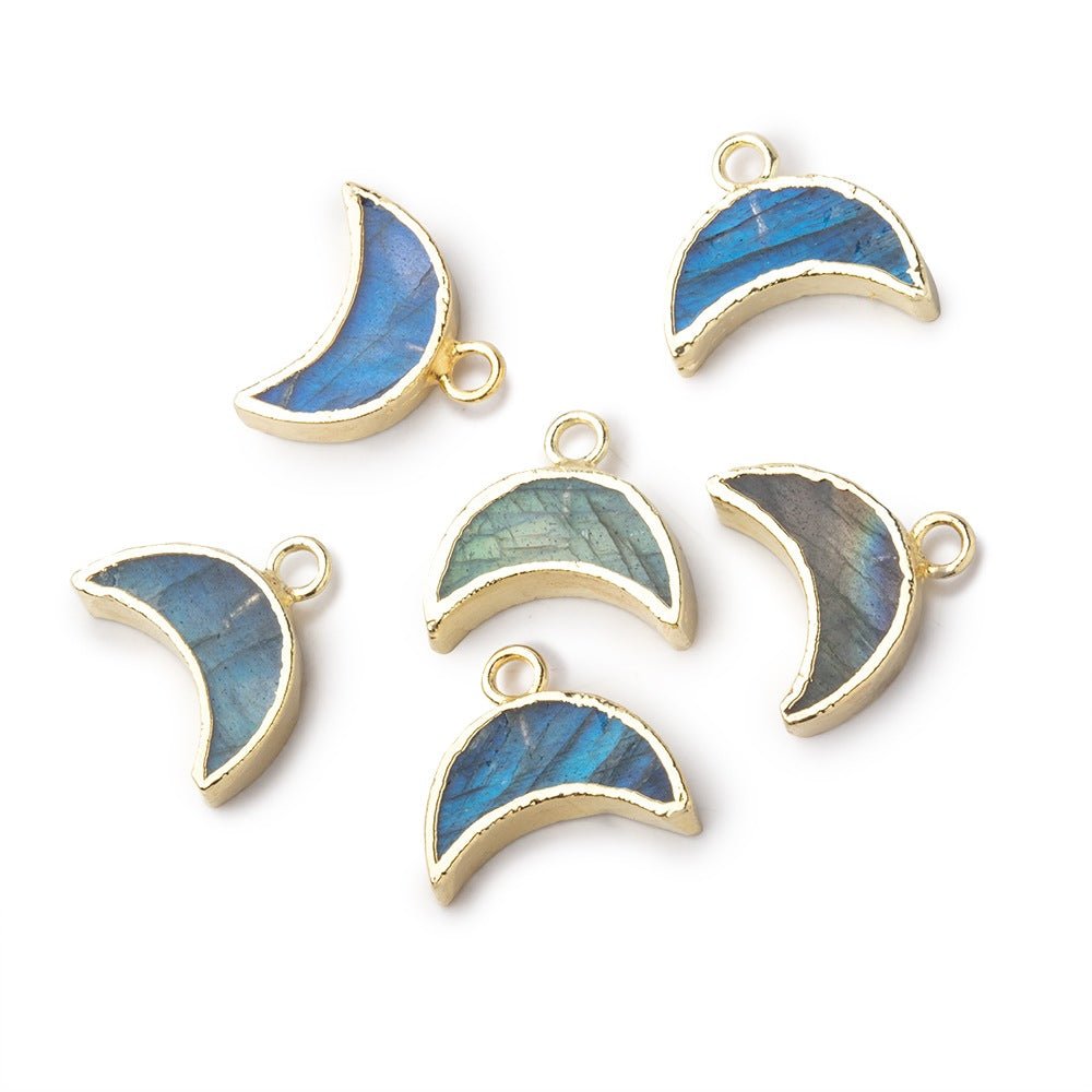 5x11mm Gold Leafed Labradorite Crescent Moon Focal Pendant 1 piece (ONLINE ORDER ONLY)