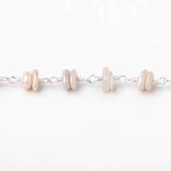 5x2mm Mystic Moonstone Plain Nugget Clusters on Silver Plated Chain