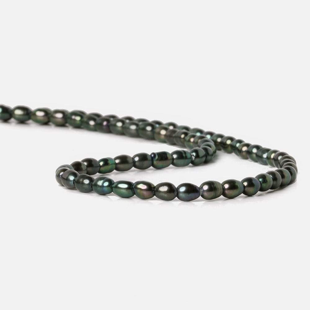 6x4mm Peacock Grey Large Hole Oval Freshwater Pearls 15inch 59pcs (ONLINE ORDER ONLY)