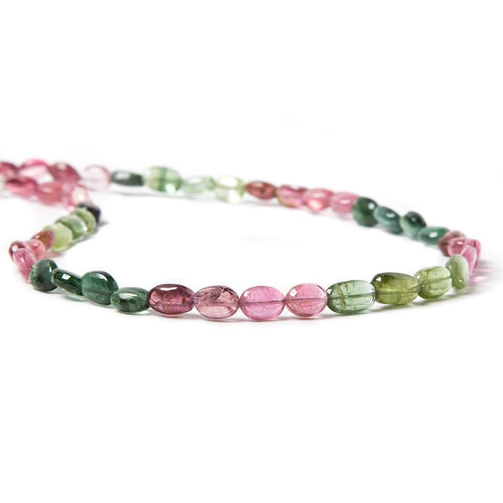 5x4-7x4mm Multi Color Tourmaline plain oval nugget beads 14 inch 53 pcs (ONLINE ORDER ONLY)