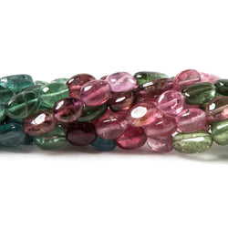 5x4-7x4mm Multi Color Tourmaline plain oval nugget beads 14 inch 53 pcs (ONLINE ORDER ONLY)
