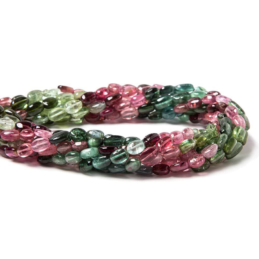 5x4-7x4mm Multi Color Tourmaline plain oval nugget beads 14 inch 53 pcs (ONLINE ORDER ONLY)